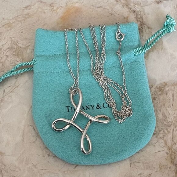 Tiffany & Co. Elsa Peretti Extra Large Infinity Cross 28” Chain Rare - Picture 2 of 12